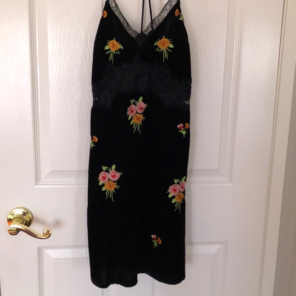 Topshop black velvet floral lace dress!